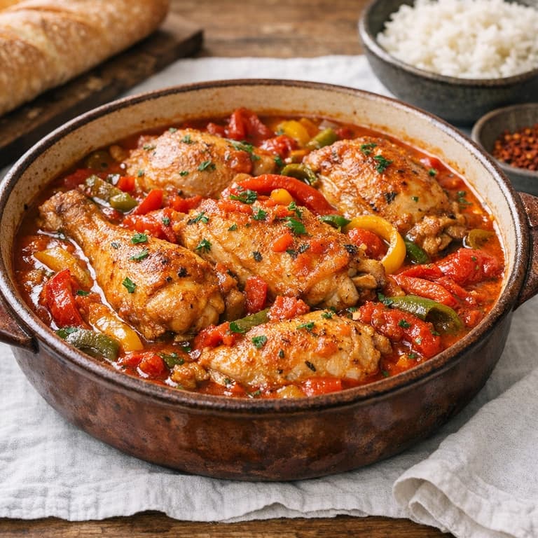 Poulet basquaise aux poivrons et tomates