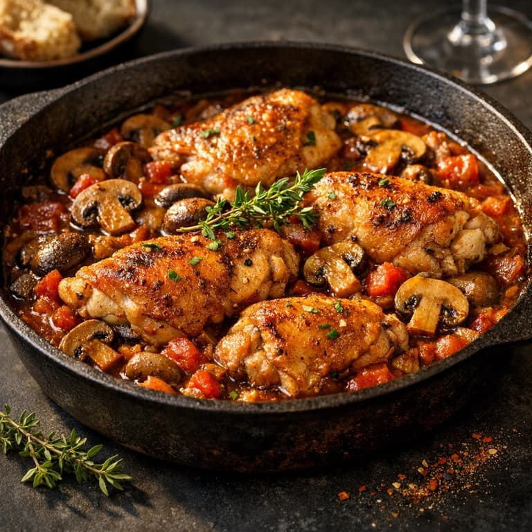 Poulet chasseur aux champignons